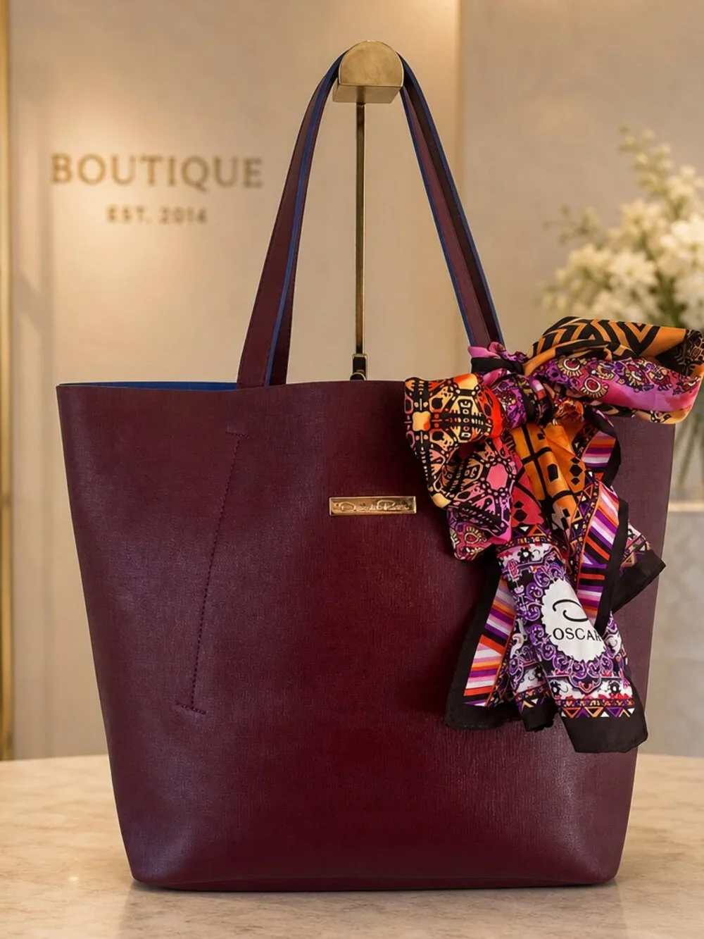 Oscar de la Renta Tote & Silk Scarf